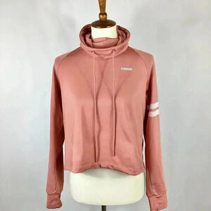 Stronger Cropped Sweatshirt Workout Top Funnel Neck Long Sleeve Athletic Rust M